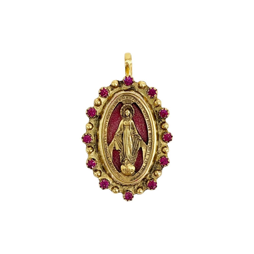 VIRGINS SAINTS & ANGELS VSA Milagrosa Medallion in Pink & Gold