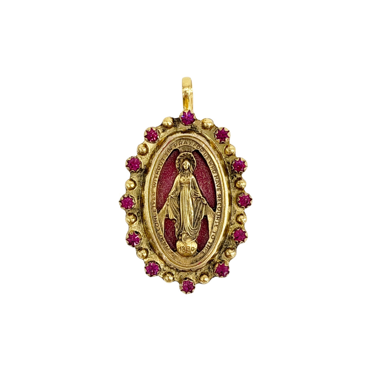 VIRGINS SAINTS & ANGELS VSA Milagrosa Medallion in Pink & Gold
