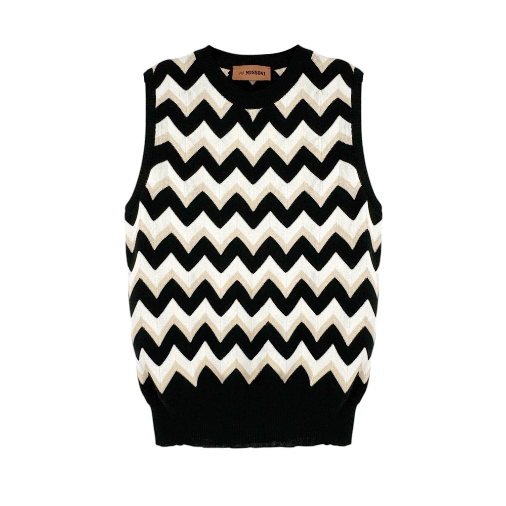 MISSONI Tank Top Zigzag Knit Sweater IT42|M