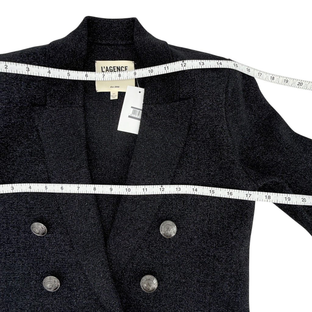 L'AGENCE Kenzie Metallic Knit Blazer in Black & Gunmetal Lurex S