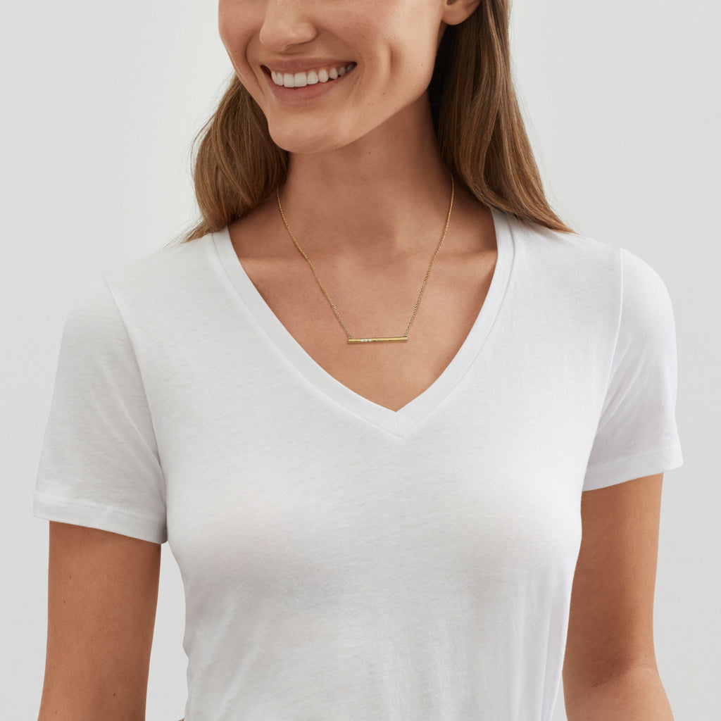 SILPADA Dotted Line Pendant Necklace in Gold-Plated Silver
