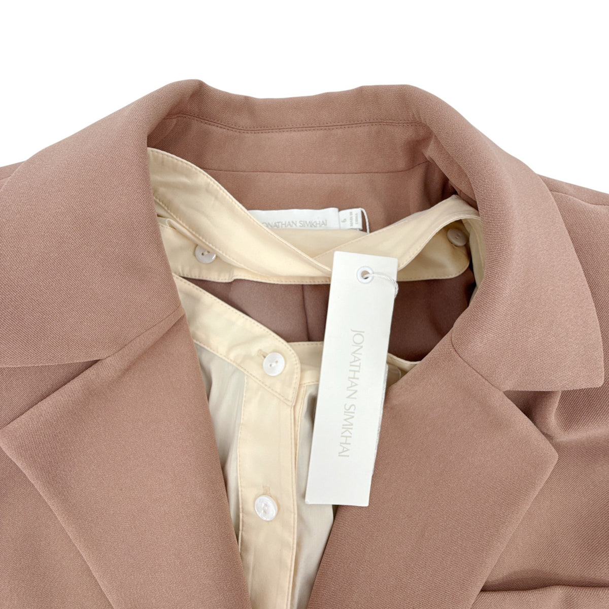 JONATHAN SIMKHAI Jubilee Transitional Blazer in Teak & Parchment 6|M