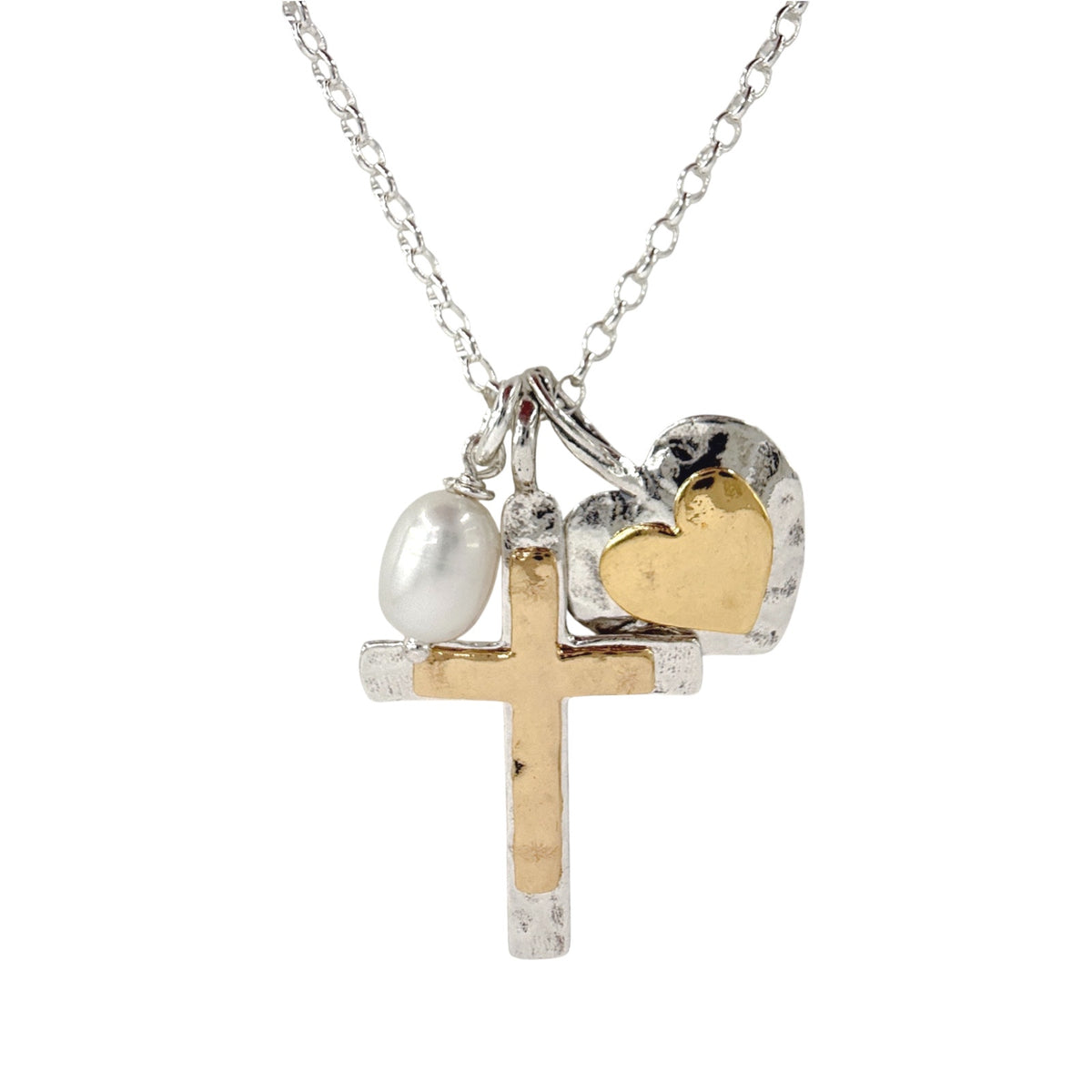SILPADA Powerful Duo Necklace Gold Plate & Silver Pearl Necklace