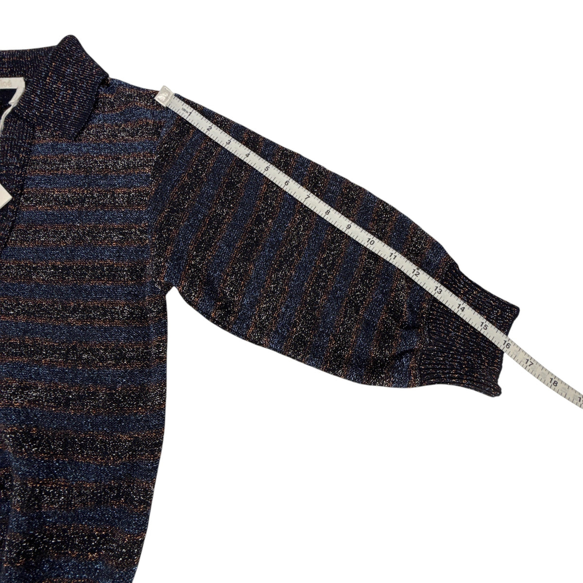 CHLOE Lurex Polo Sweater in Dark Navy M