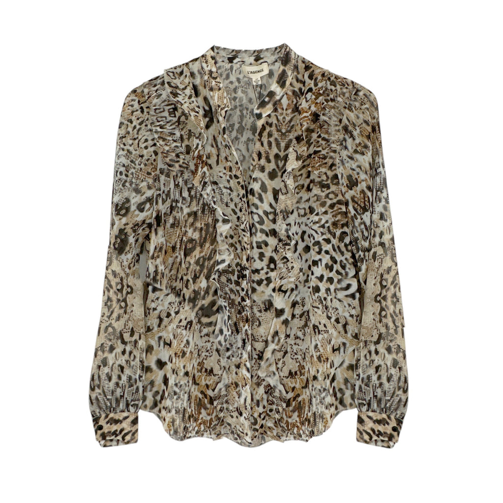 L'AGENCE Nadine Printed Ruffle Blouse In Sundari Lynx S