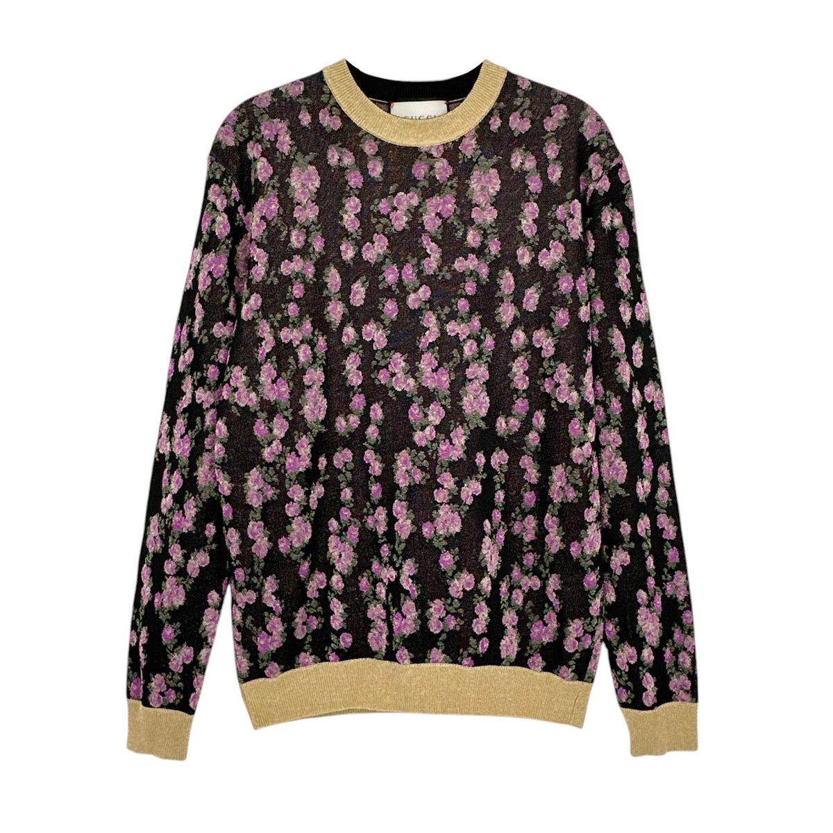 GUCCI Shiny Viscose Jacquard Floral Sweater S