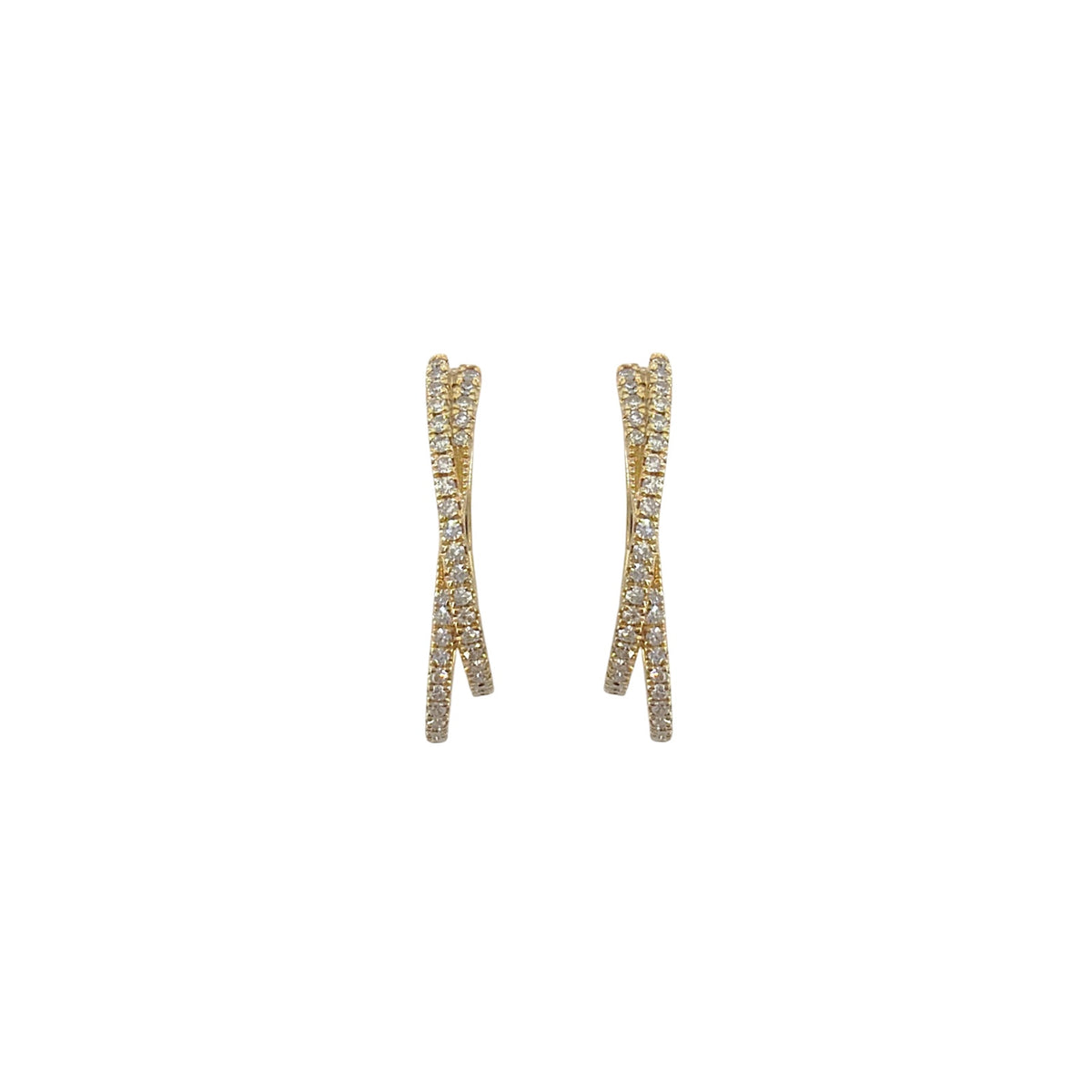 SHY Creation Diamond 14K Yellow Gold Crossover Hoop Earrings .21 CTW