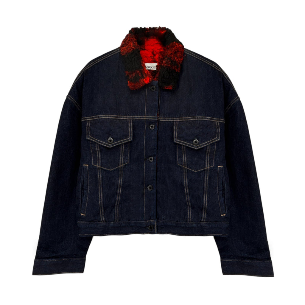 ASKK NY Nova Lined Jacket in Indigo Plaid 1|S