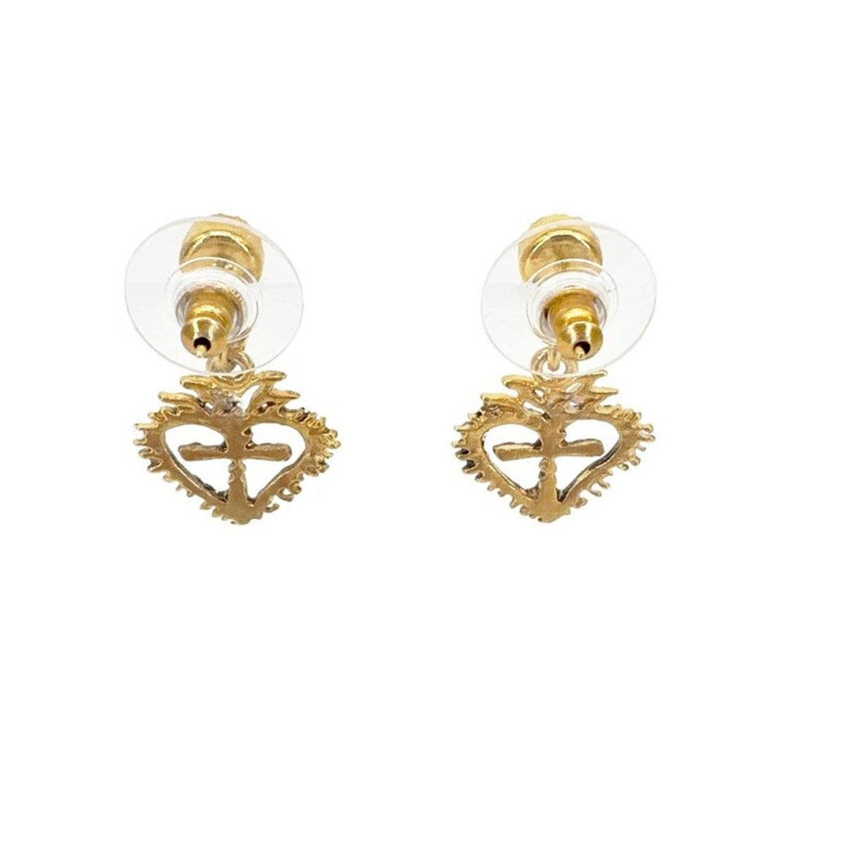 VSA Queen of Hearts Crystal Drop Earrings Gold