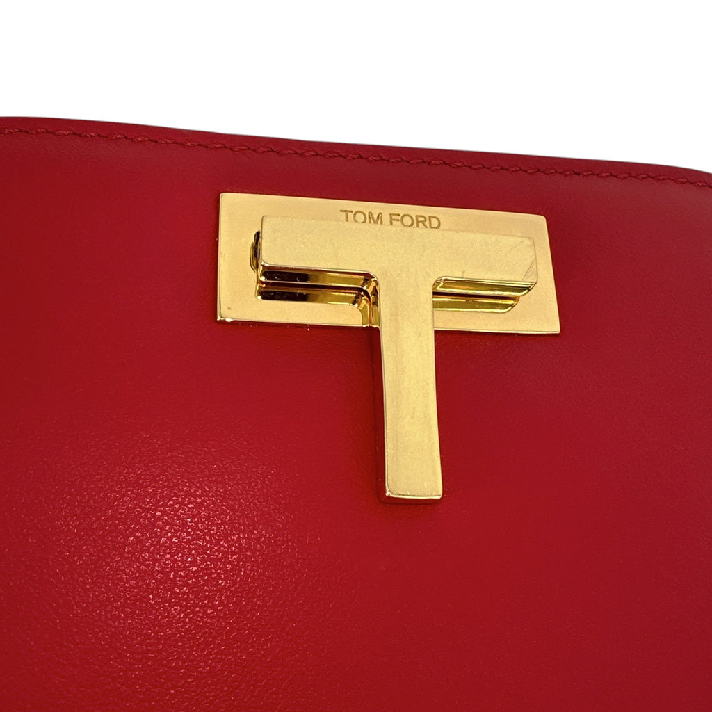 TOM FORD Cosmo T Lock Shoulder Bag in Red Leather