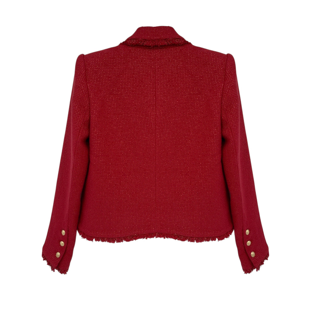 L'AGENCE Sylvia Collared Jacket in Garnet Red &amp; Copper 4