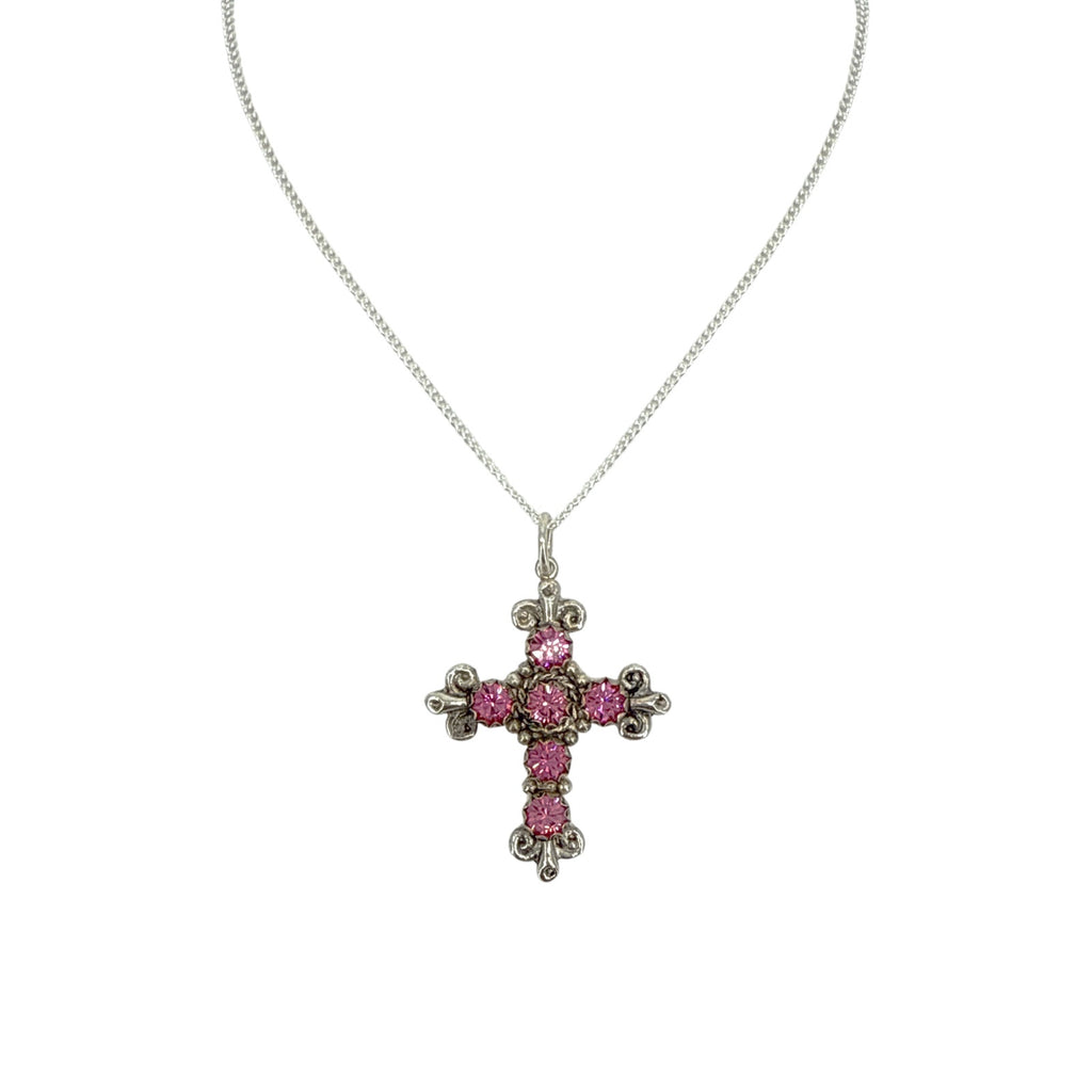 VIRGINS SAINTS & ANGELS VSA Addie Charm Necklace Silver & Pink