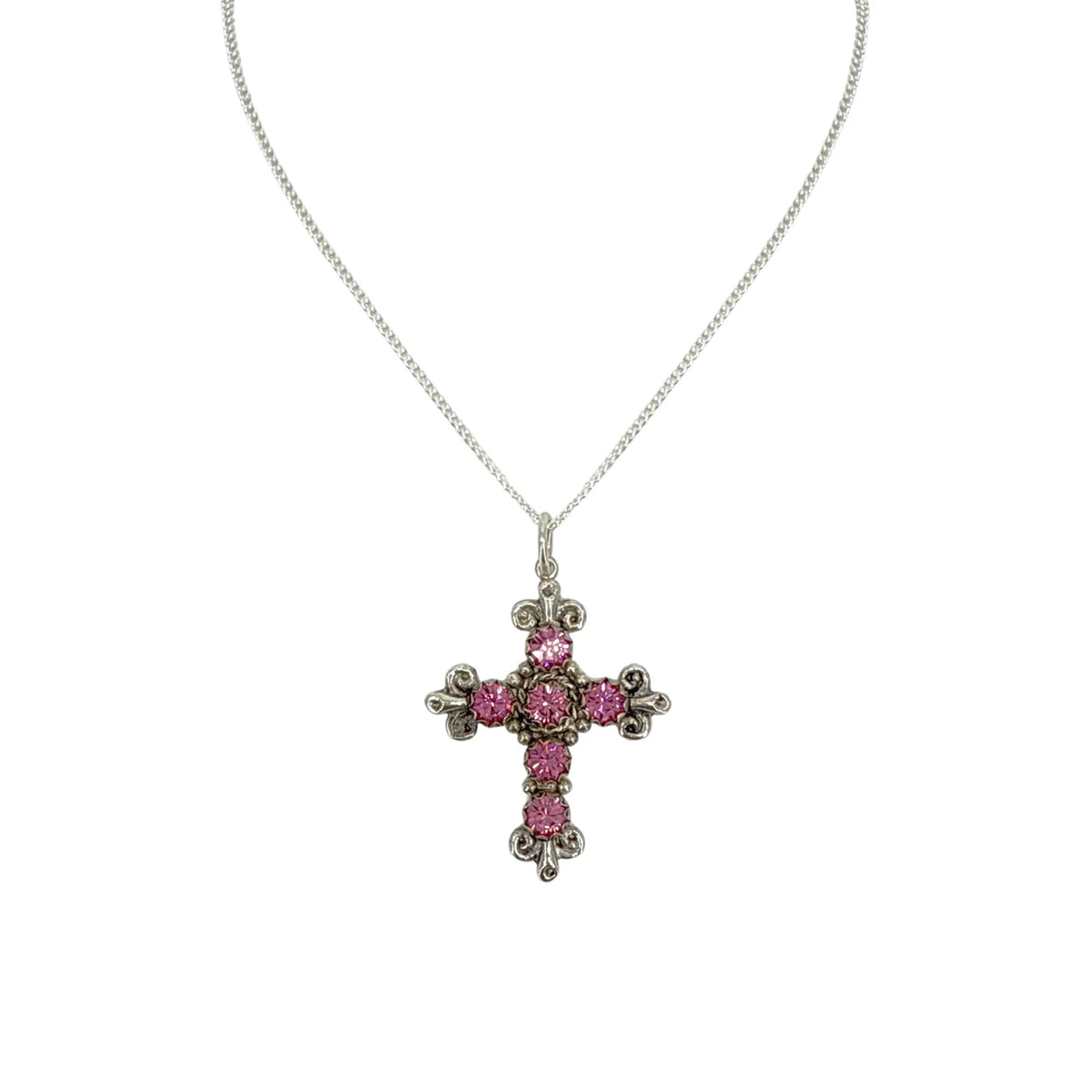 VIRGINS SAINTS & ANGELS VSA Addie Charm Necklace Silver & Pink