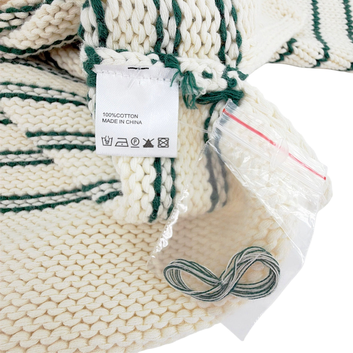 PINK PINEAPPLE Chloe Stripe Rollneck Merry Sweater in Ivory/Green S