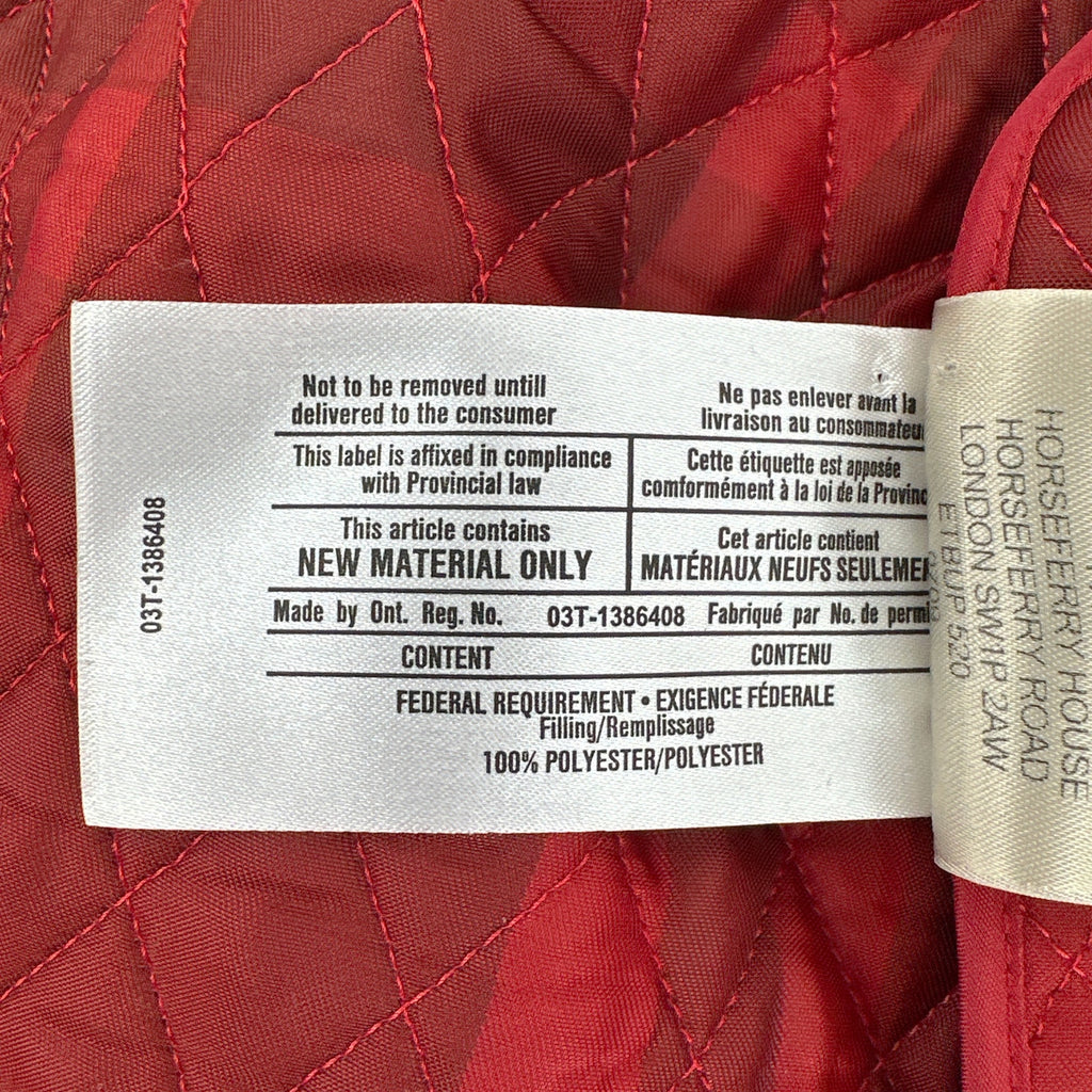 BURBERRY London Cropped Diamond Quilted Jacket in Red US10 | M