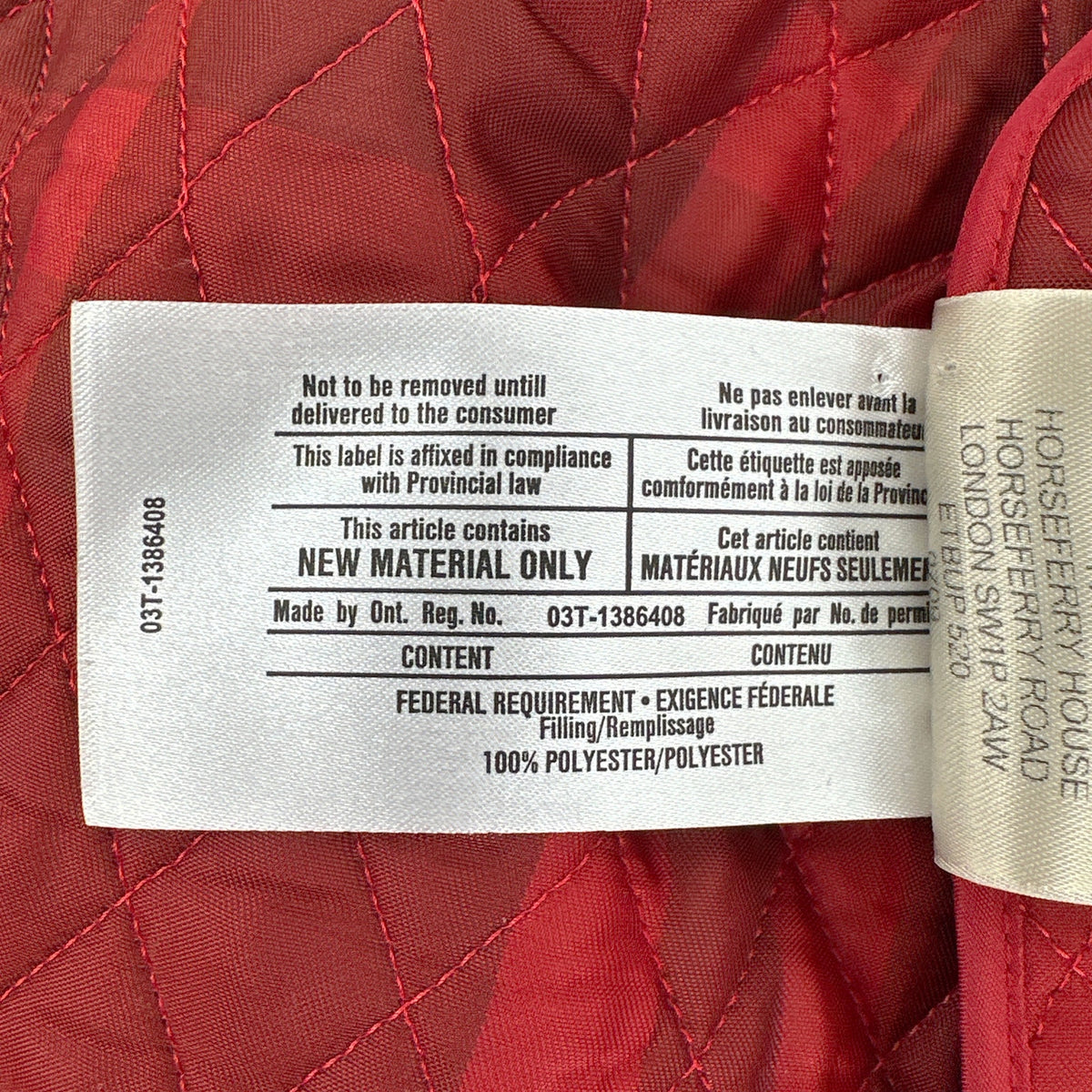 BURBERRY London Cropped Diamond Quilted Jacket in Red US10 | M