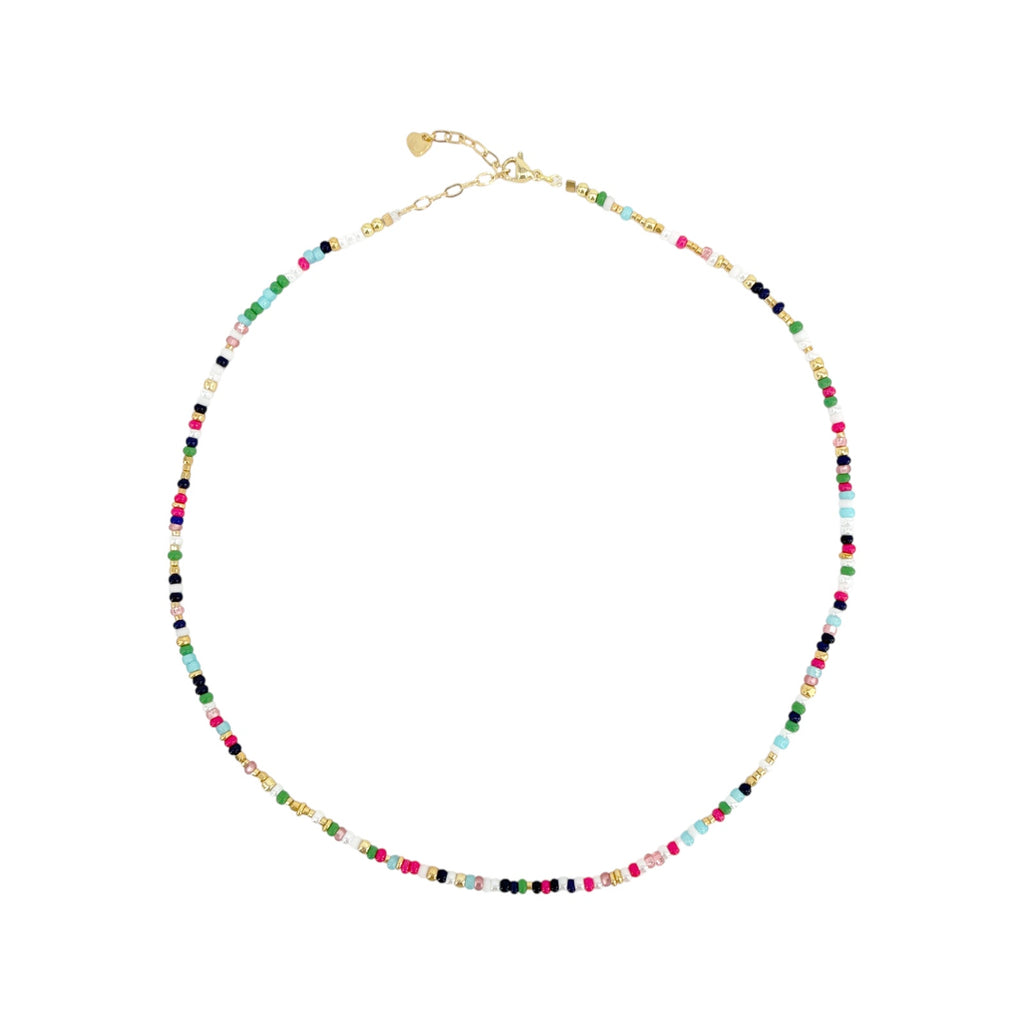 THE SILVER WREN Unity Beaded Necklace in Navy, Green, & Pink