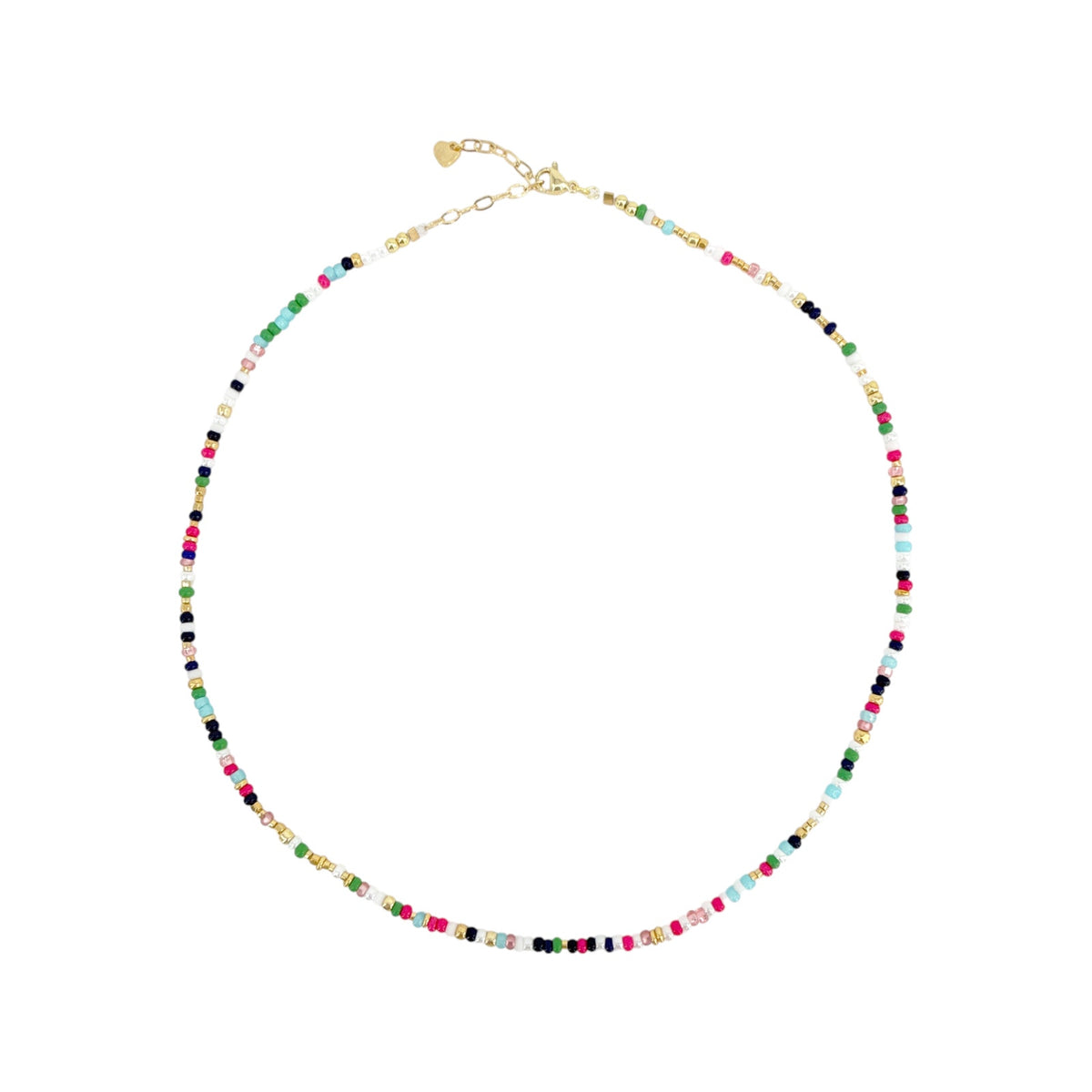 THE SILVER WREN Unity Beaded Necklace in Navy, Green, & Pink