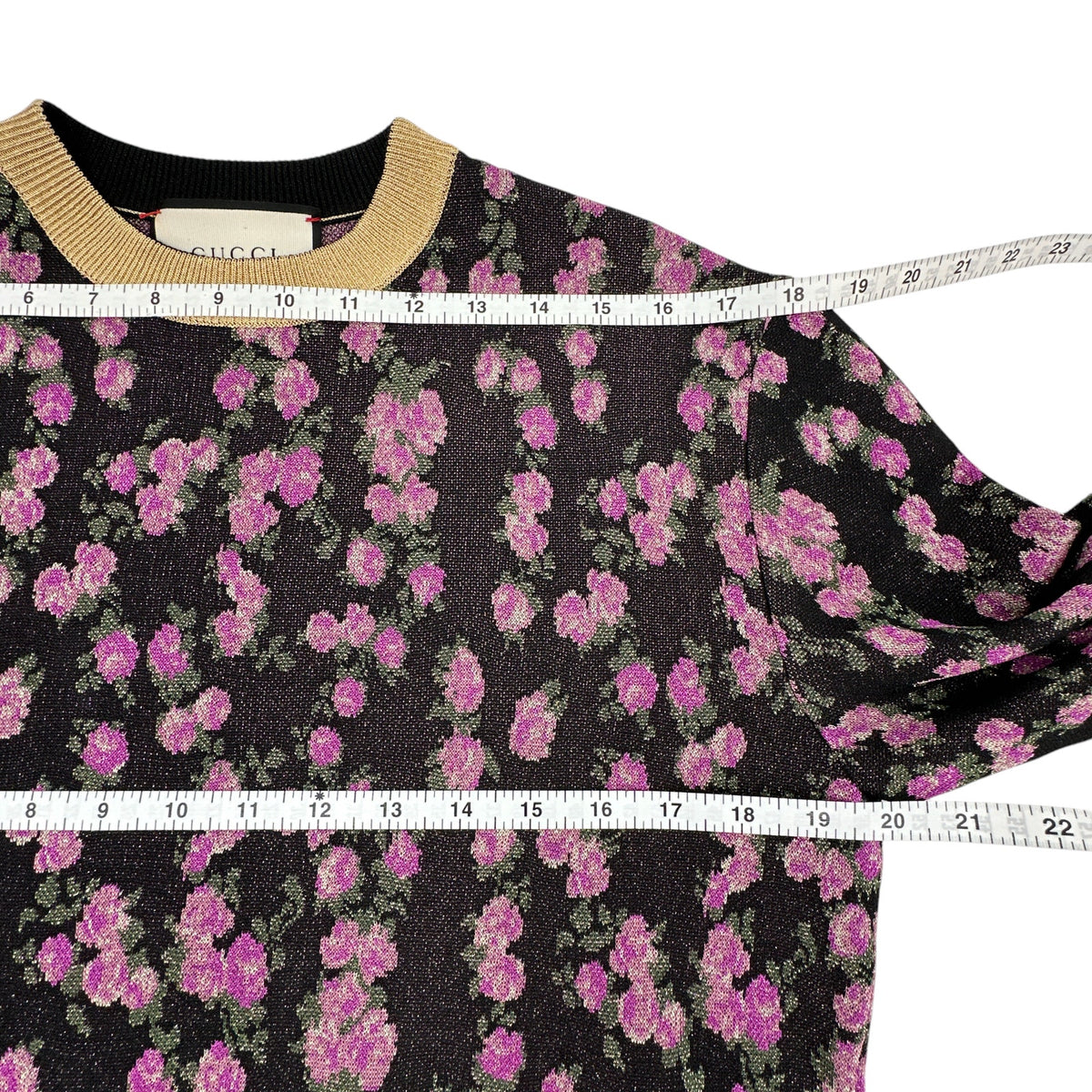 GUCCI Shiny Viscose Jacquard Floral Sweater S