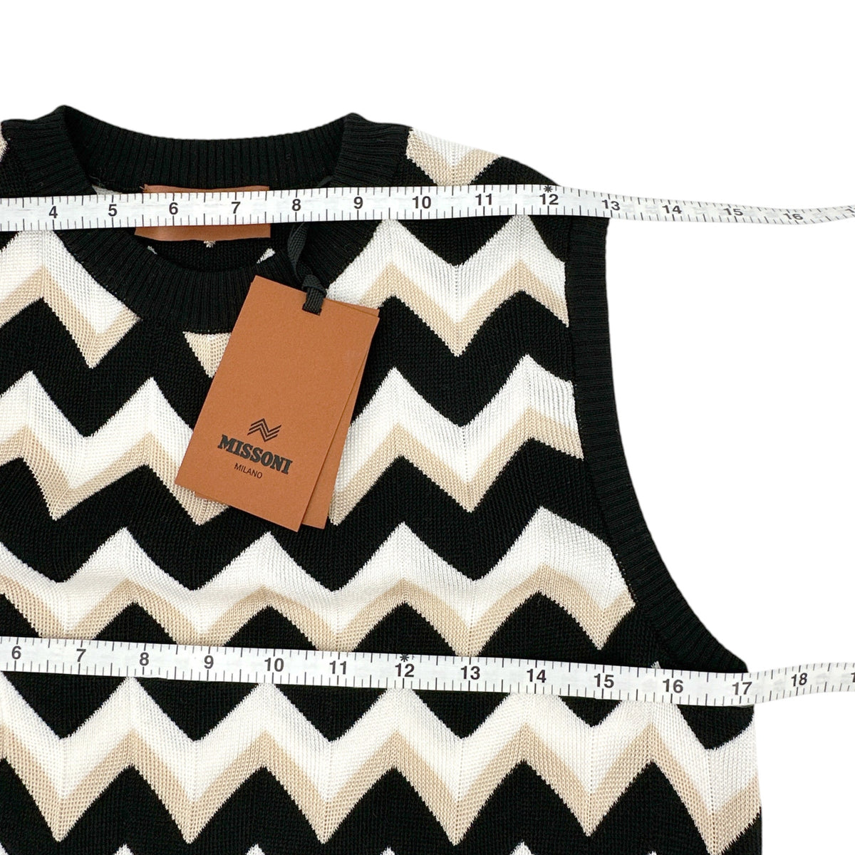 MISSONI Tank Top Zigzag Knit Sweater IT42|M