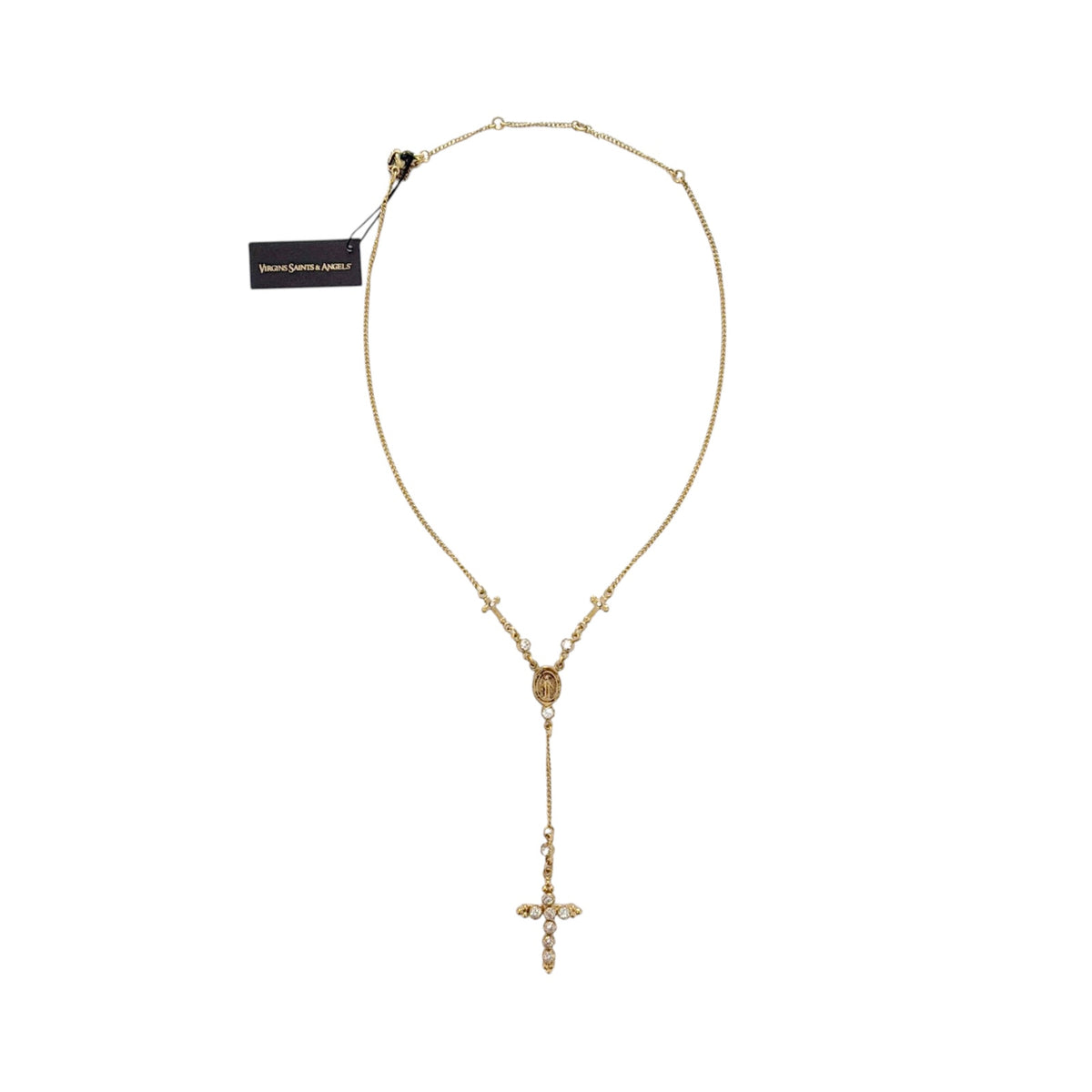 VIRGINS SAINTS & ANGELS VSA Maddie Rosary Necklace in Clear & Gold