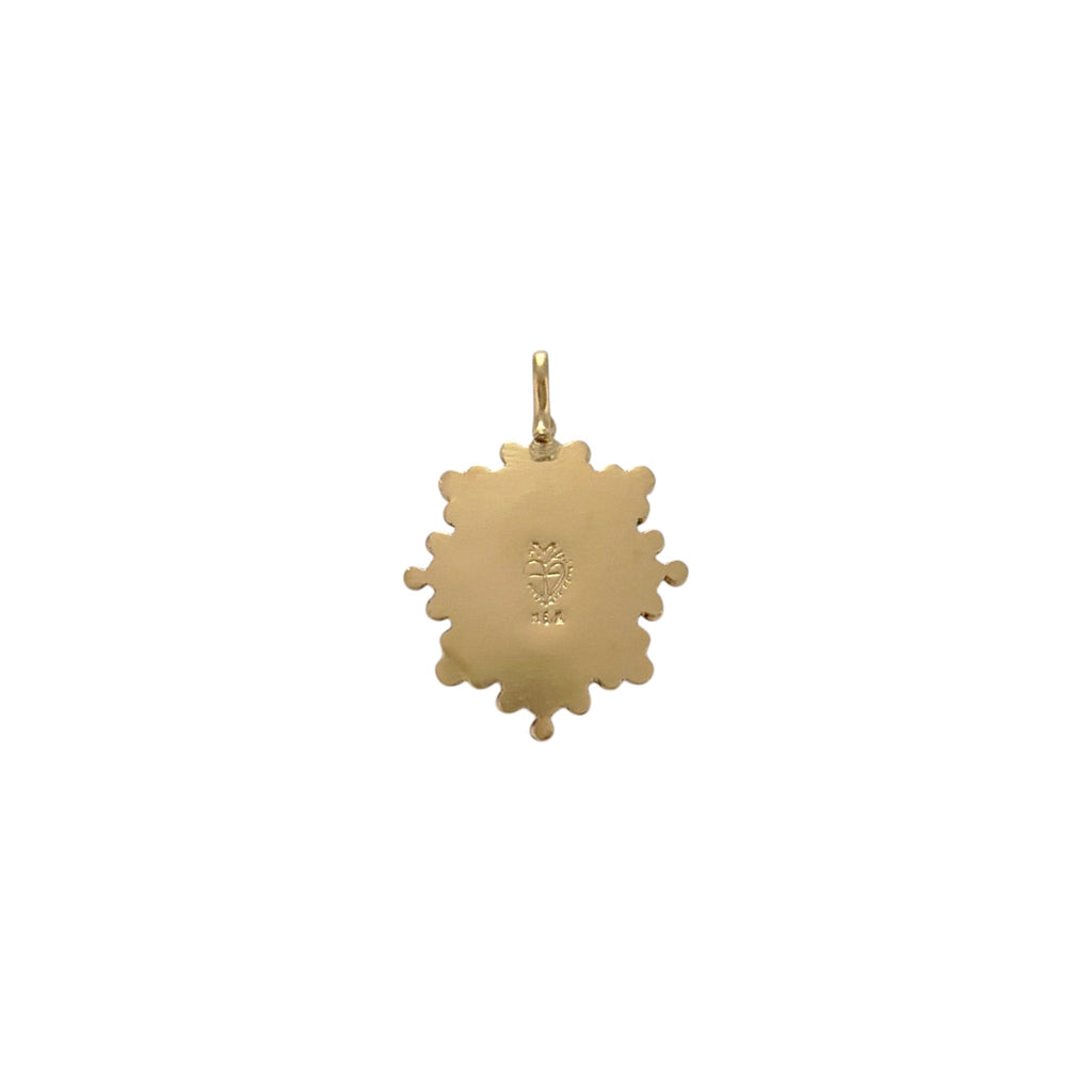 VIRGINS SAINTS & ANGELS VSA Charm Oval Cloister Sacred Heart in Gold & Pink