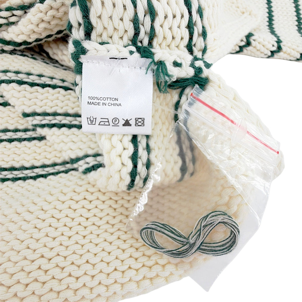 PINK PINEAPPLE Chloe Stripe Rollneck Merry Sweater in Ivory/Green XS
