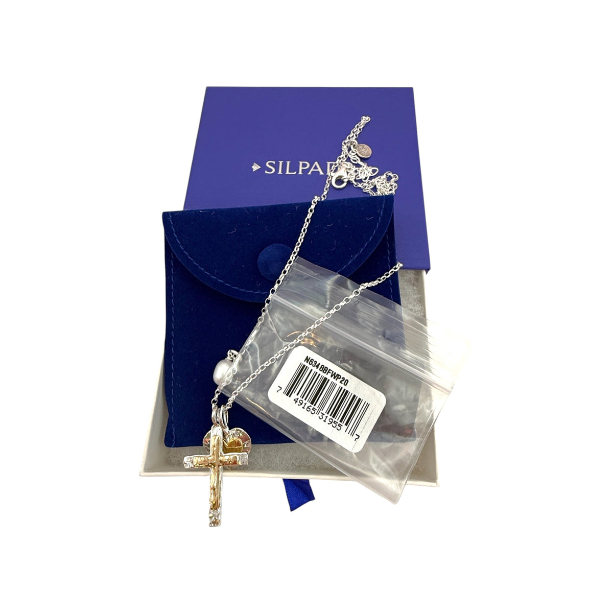 SILPADA Powerful Duo Necklace Gold Plate & Silver Pearl Necklace