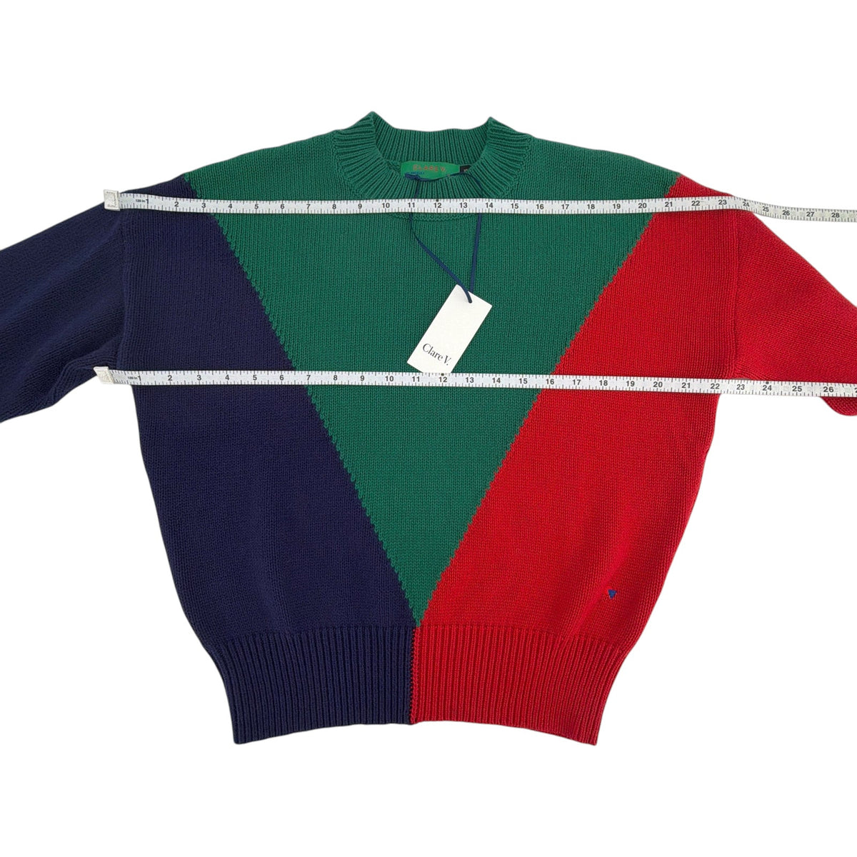 CLARE V. Colorblock Drop Shoulder Sweater XS