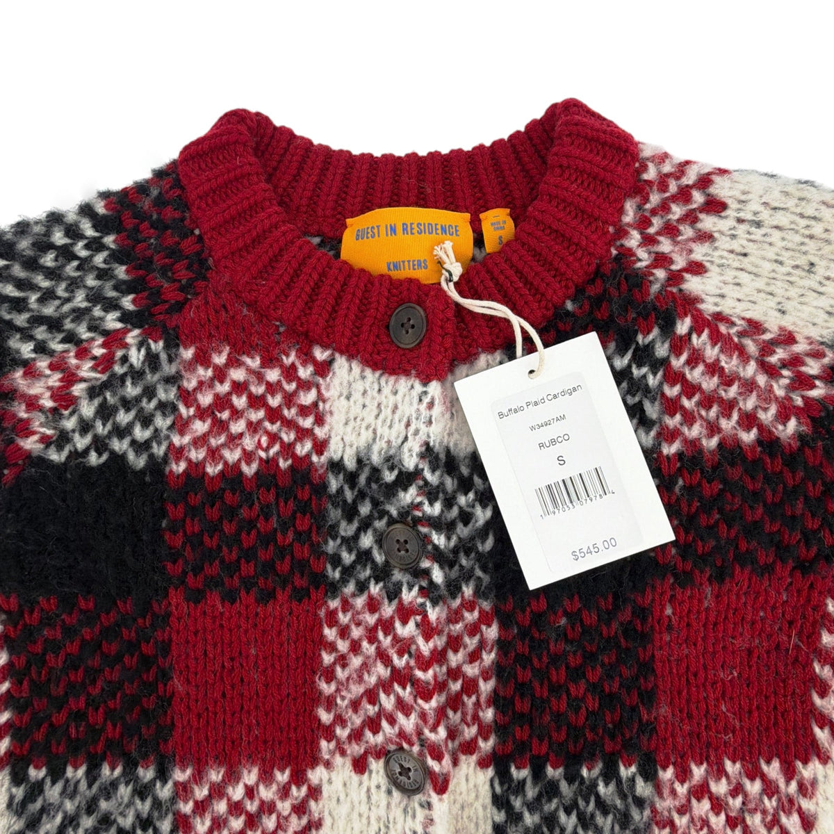 GUEST in RESIDENCE Buffalo Plaid Cardigan in Ruby Combo S