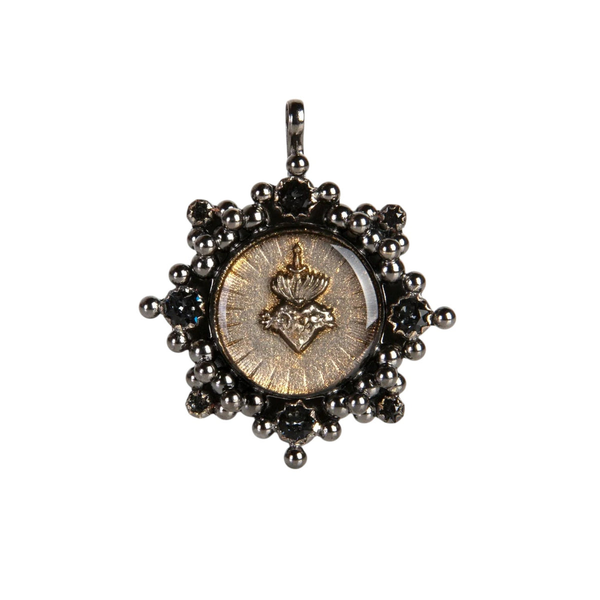 VIRGINS SAINTS & ANGELS VSA Cloister Sacred Heart Medallion Gunmetal