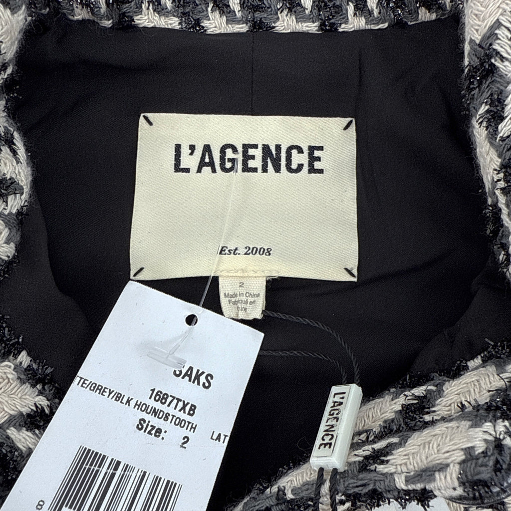 L'AGENCE Cove Crop Short Sleeve Jacket in Houndstooth 2