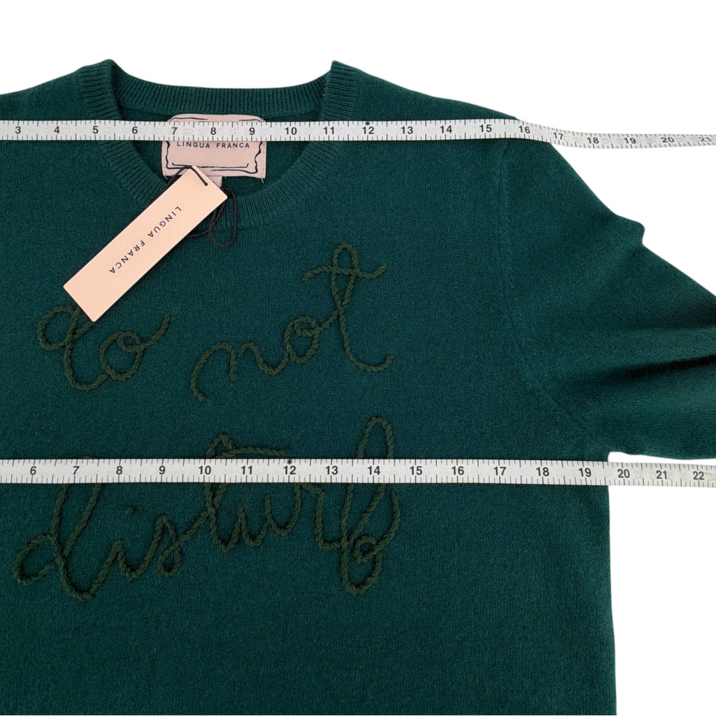 LINGUA FRANCA Do Not Disturb Cashmere Crewneck Sweater in Hunter M