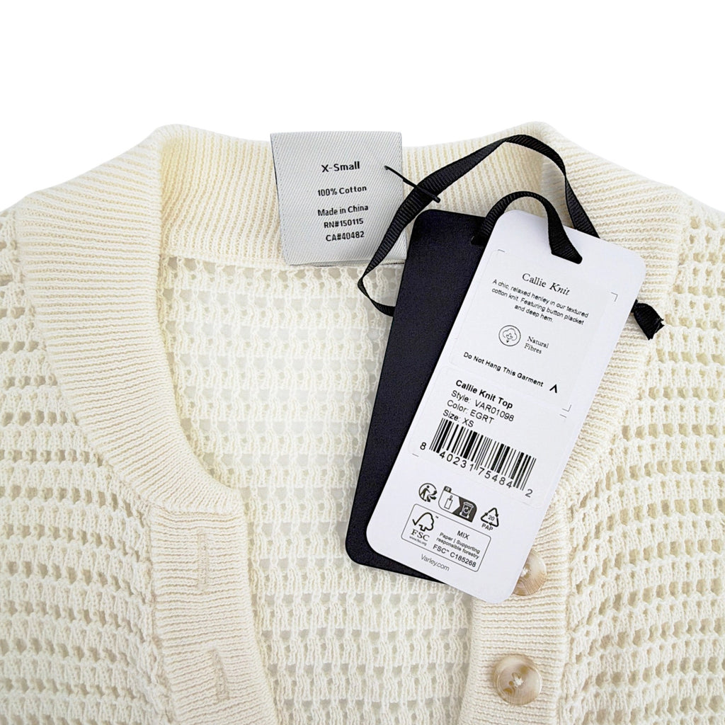 VARLEY Callie Knit Top in Egret XS