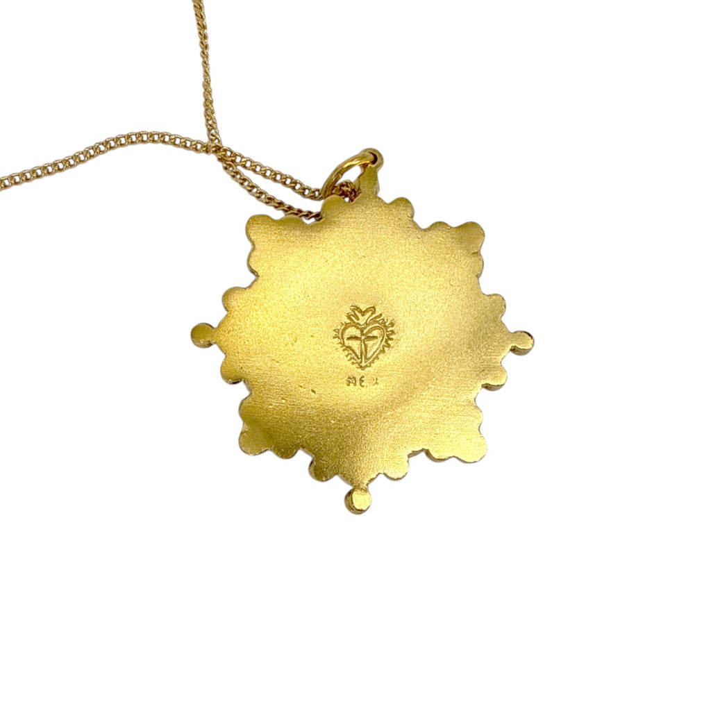 VSA Cloister Sacred Heart Charm Necklace in Gold