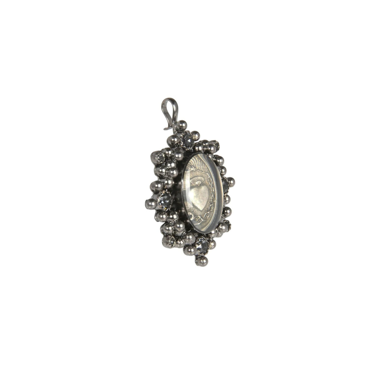 VIRGINS SAINTS & ANGELS VSA Medallion Oval Cloister Sacred Heart in Gunmetal