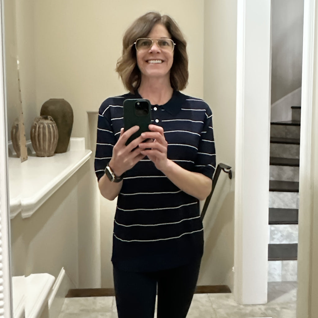 KULE Knit Polo Sweater in Navy L
