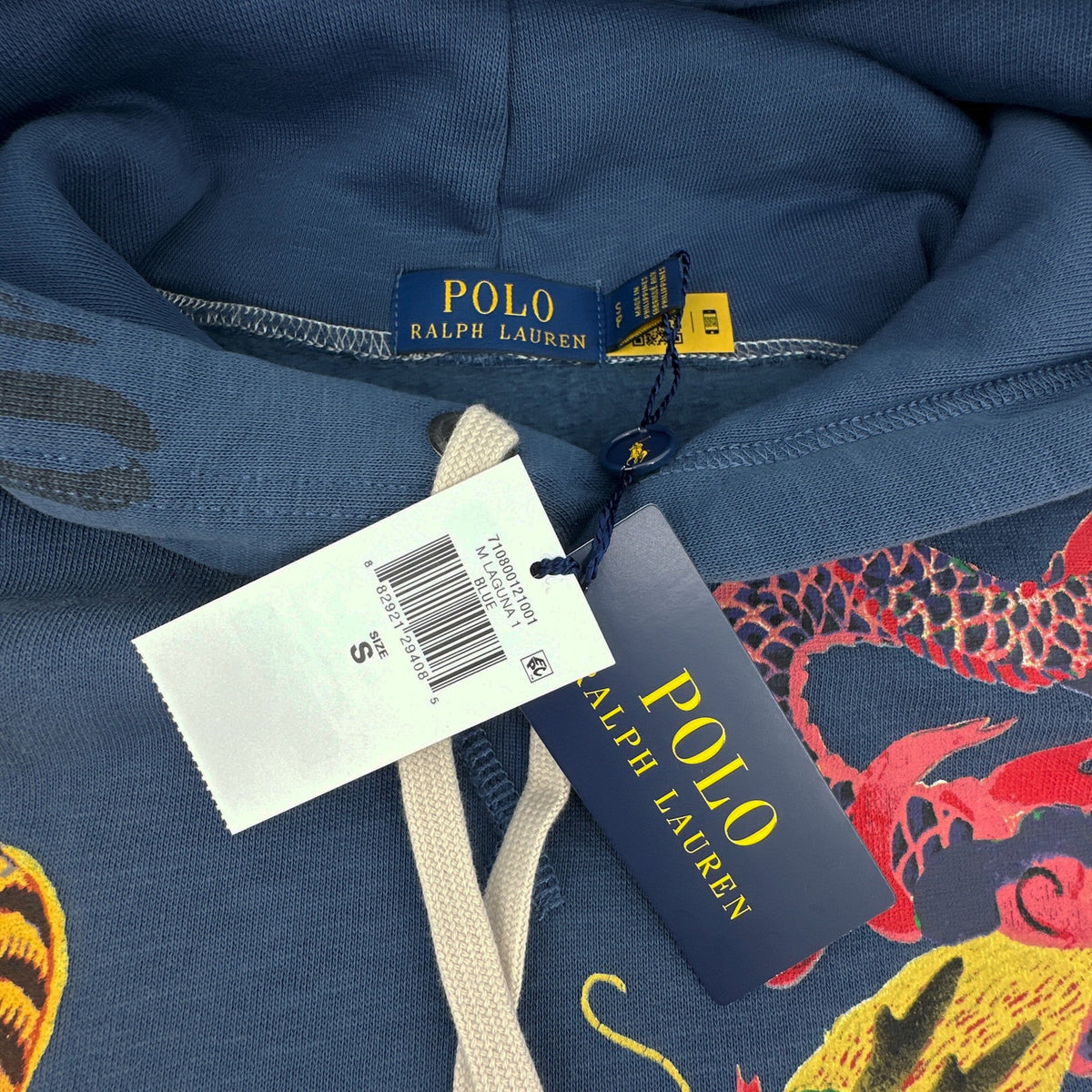 POLO RALPH LAUREN Fleece Graphic Hoodie in Laguna Blue S