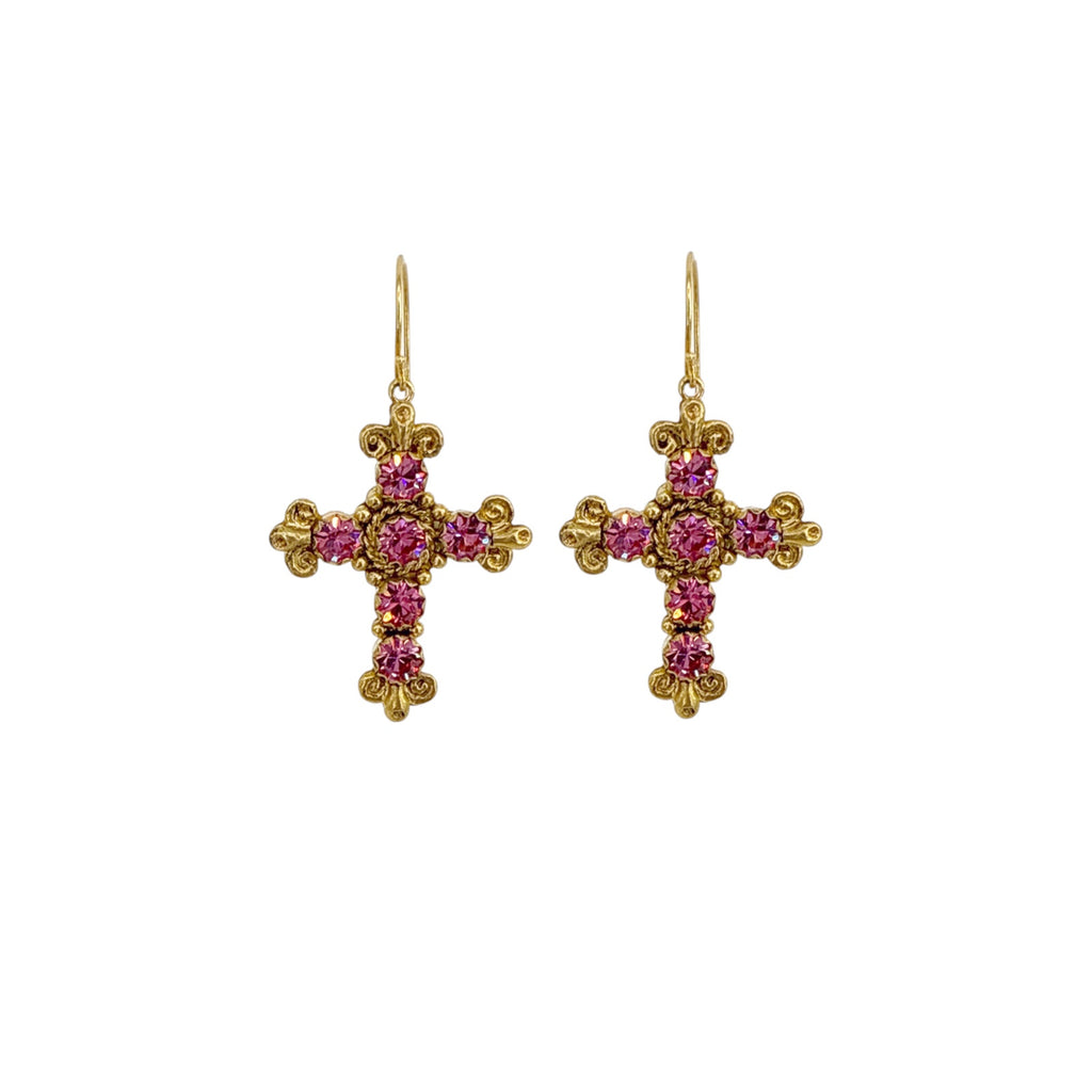 VIRGINS SAINTS & ANGELS VSA Addie Earrings Gold & Fuchsia Pink