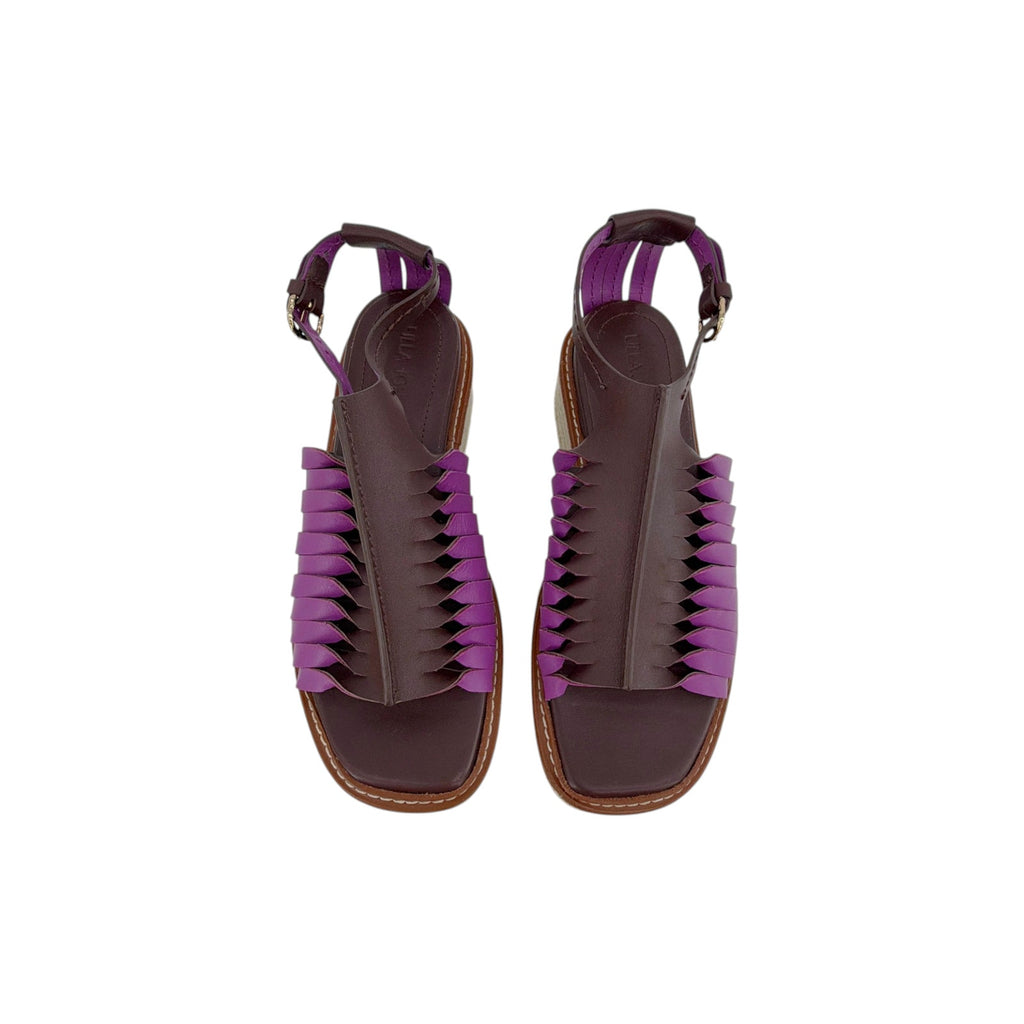ULLA JOHNSON Valencia Twisted Contrast Flatform Espadrilles In Bitter Chocolate 37