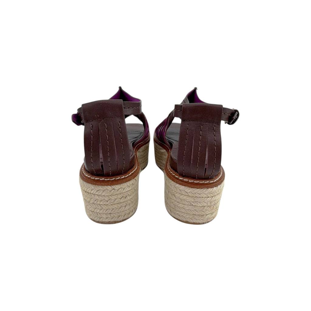 ULLA JOHNSON Valencia Twisted Contrast Flatform Espadrilles In Bitter Chocolate 37