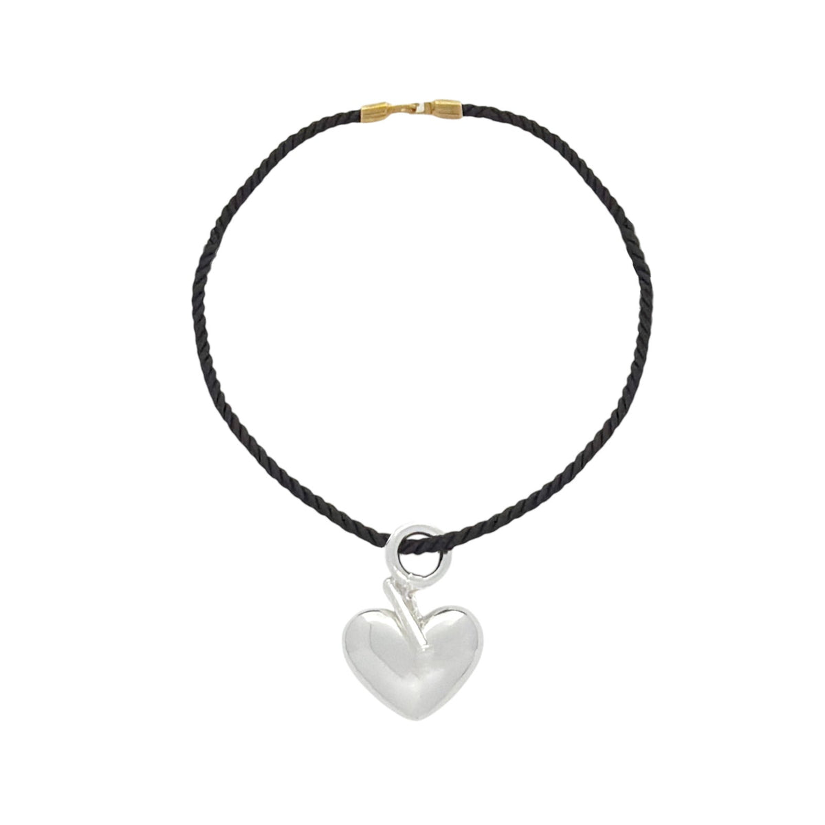 TIMELESS PEARLY Black Cord Necklace with Silver Heart