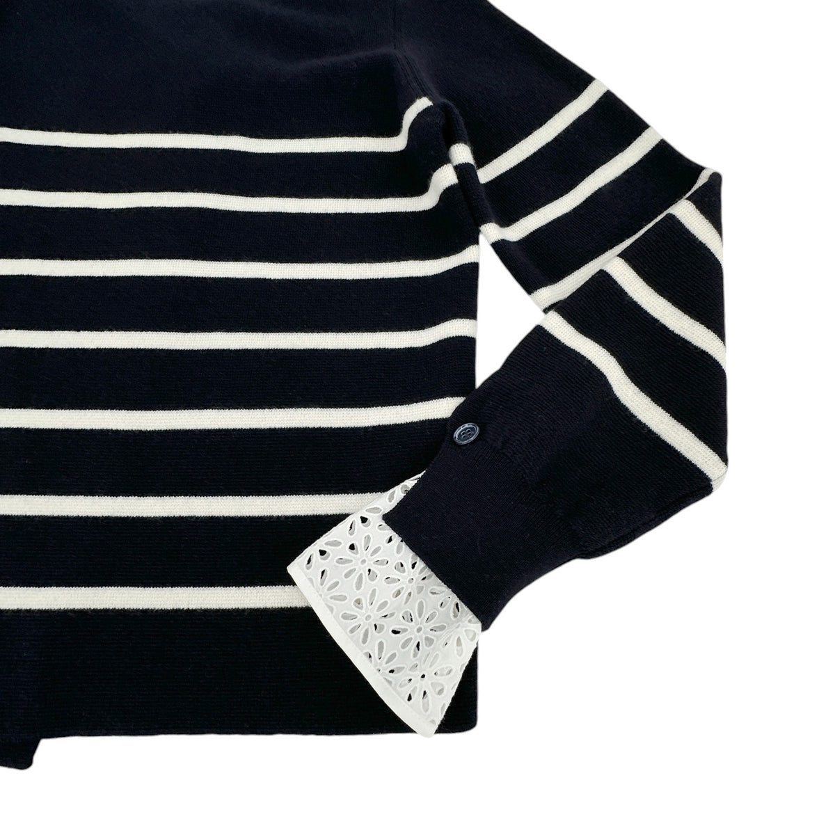 3.1 PHILLIP LIM Sailor Stripe Lace Cuff Sweater S