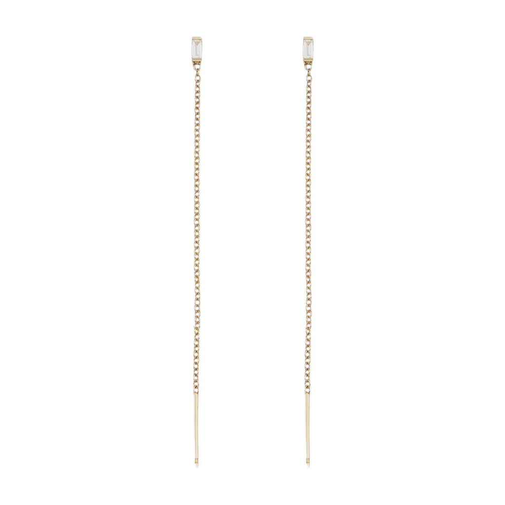 ZOE CHICCO 14k Gold Baguette Diamond Loop Threader Earrings