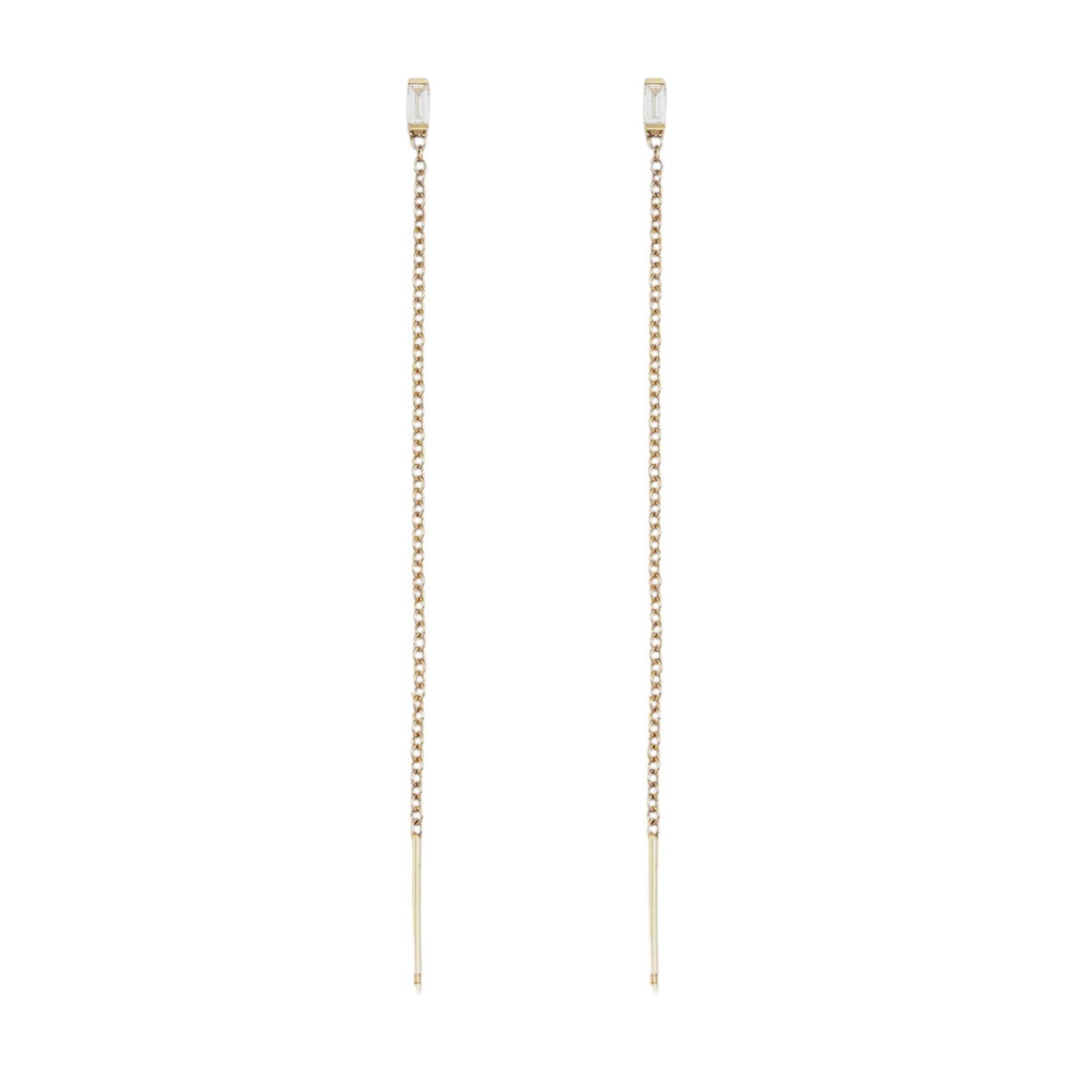 ZOE CHICCO 14k Gold Baguette Diamond Loop Threader Earrings