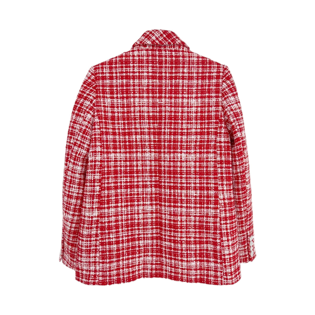 SELF-PORTRAIT Bouclé Checked Blazer in Red US4|S
