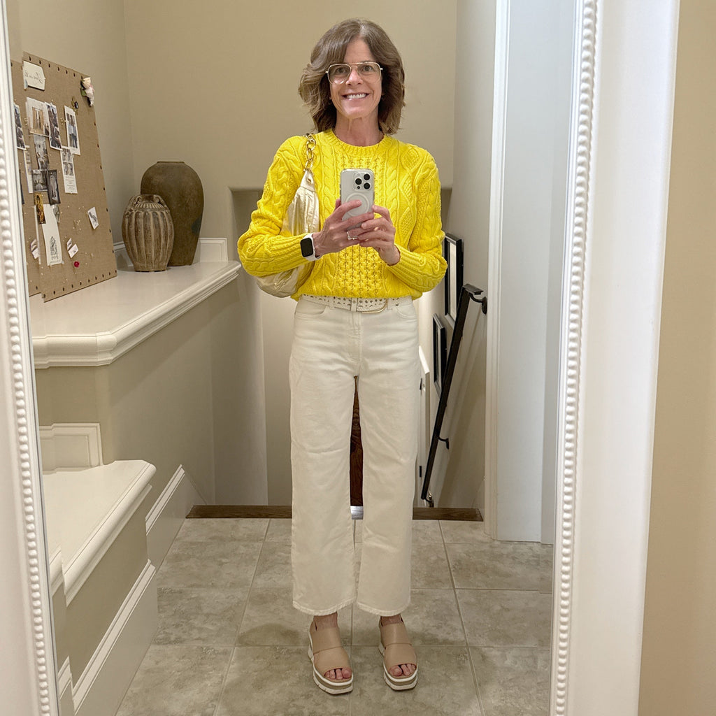 POLO RALPH LAUREN Cable-Knit Cotton Jumper in Yellow XS