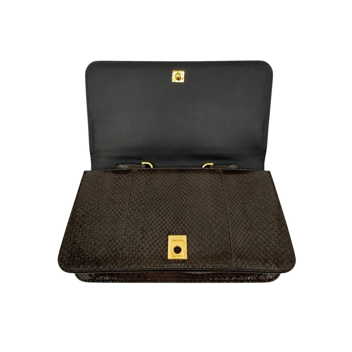TOM FORD Jennifer Python Clutch Bag with Strap in Graphite
