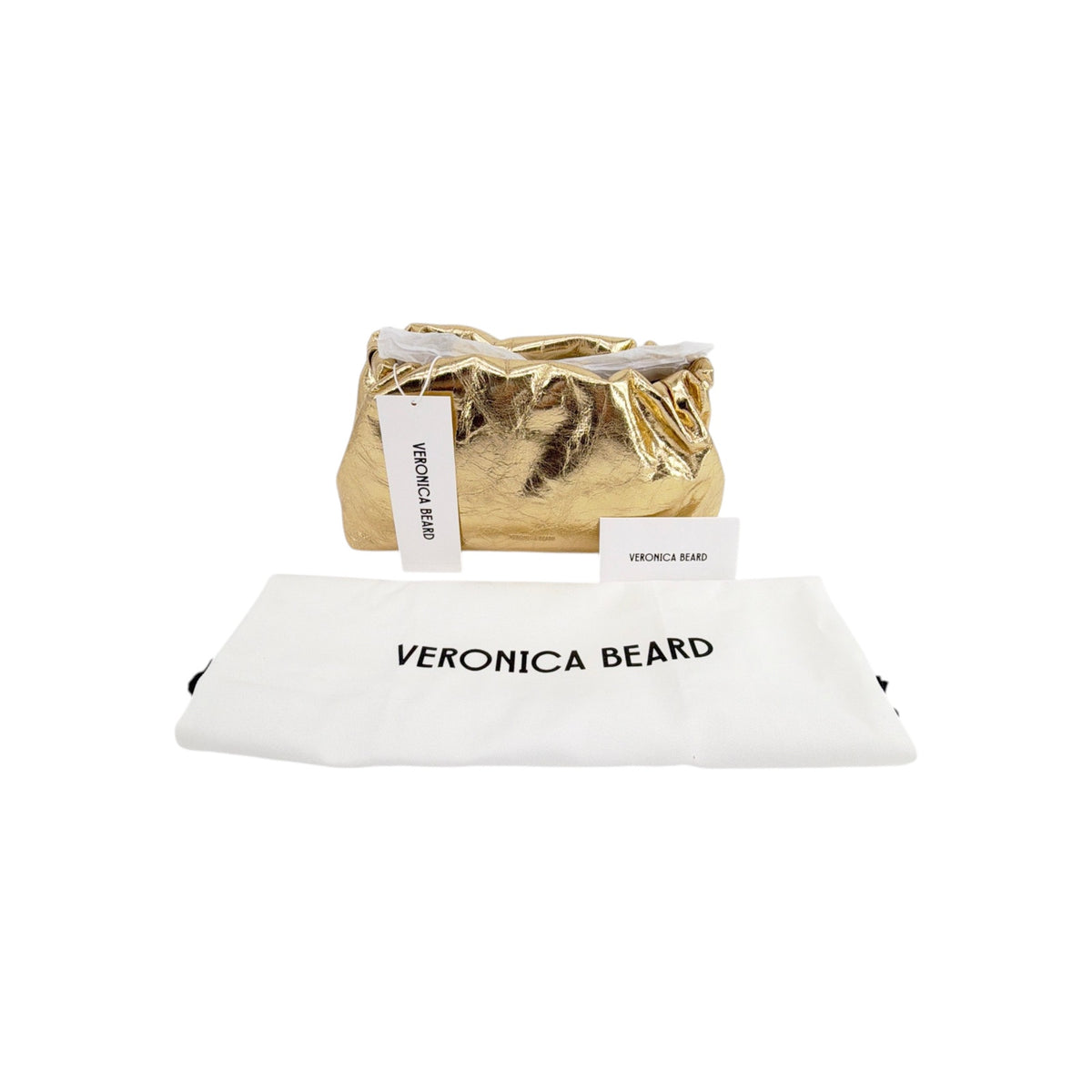 VERONICA BEARD Small Metallic Stash Bag in Gold