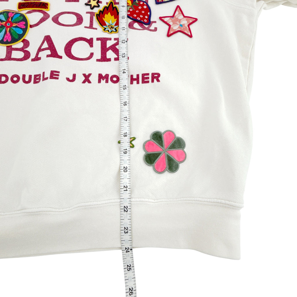 La DOUBLEJ x MOTHER The Biggie Concert Whisper White Patch It Up Sweatshirt S